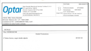 El peronismo denuncia que Milei truchó la factura de su pasaje a Mar del Plata