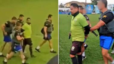 Detuvieron a un árbitro en pleno partido
