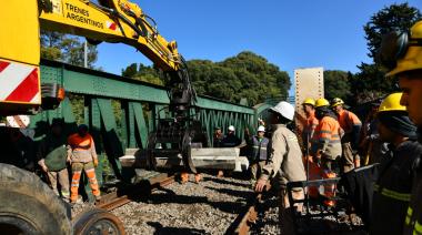 Línea San Martín: Comenzaron los trabajos de reposición de vías en el lugar del incidente