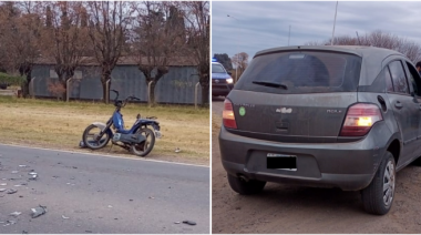 Un motociclista con lesiones, en un choque sobre Ruta 188