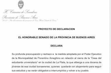 Rechazo al cierre de la Casa del Estudiante de Ameghino en La Plata