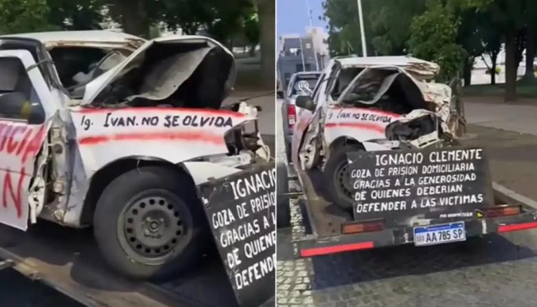 Impactante reclamo por un accidente fatal en Tandil: Familiares llevaron la camioneta destrozada frente al Municipio