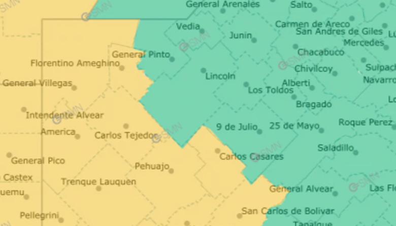 El oeste bonaerense bajo alerta amarilla