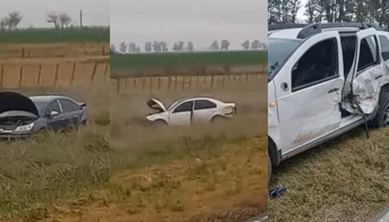 Tras un triple choque en la Ruta 188, uno de los conductores involucrados, escapó corriendo del lugar
