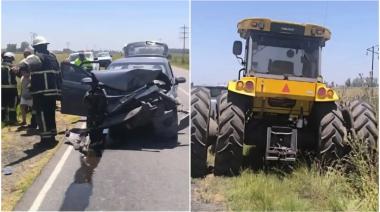 Accidente en Ruta 65: Dos personas heridas tras choque entre un auto y un tractor