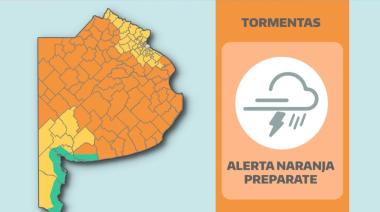 Alerta naranja por fuertes tormentas en gran parte de la provincia