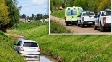 Grave accidente en Junín: un automóvil terminó en el zanjón de Cichero y La Plata