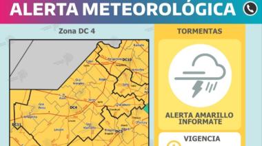 Alerta amarilla en Junín por tormentas fuertes, ráfagas de viento y caída de granizo
