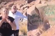 Identificaron a los turistas que vandalizaron una roca en Potrerillos