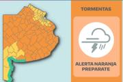 Alerta naranja por fuertes tormentas en gran parte de la provincia